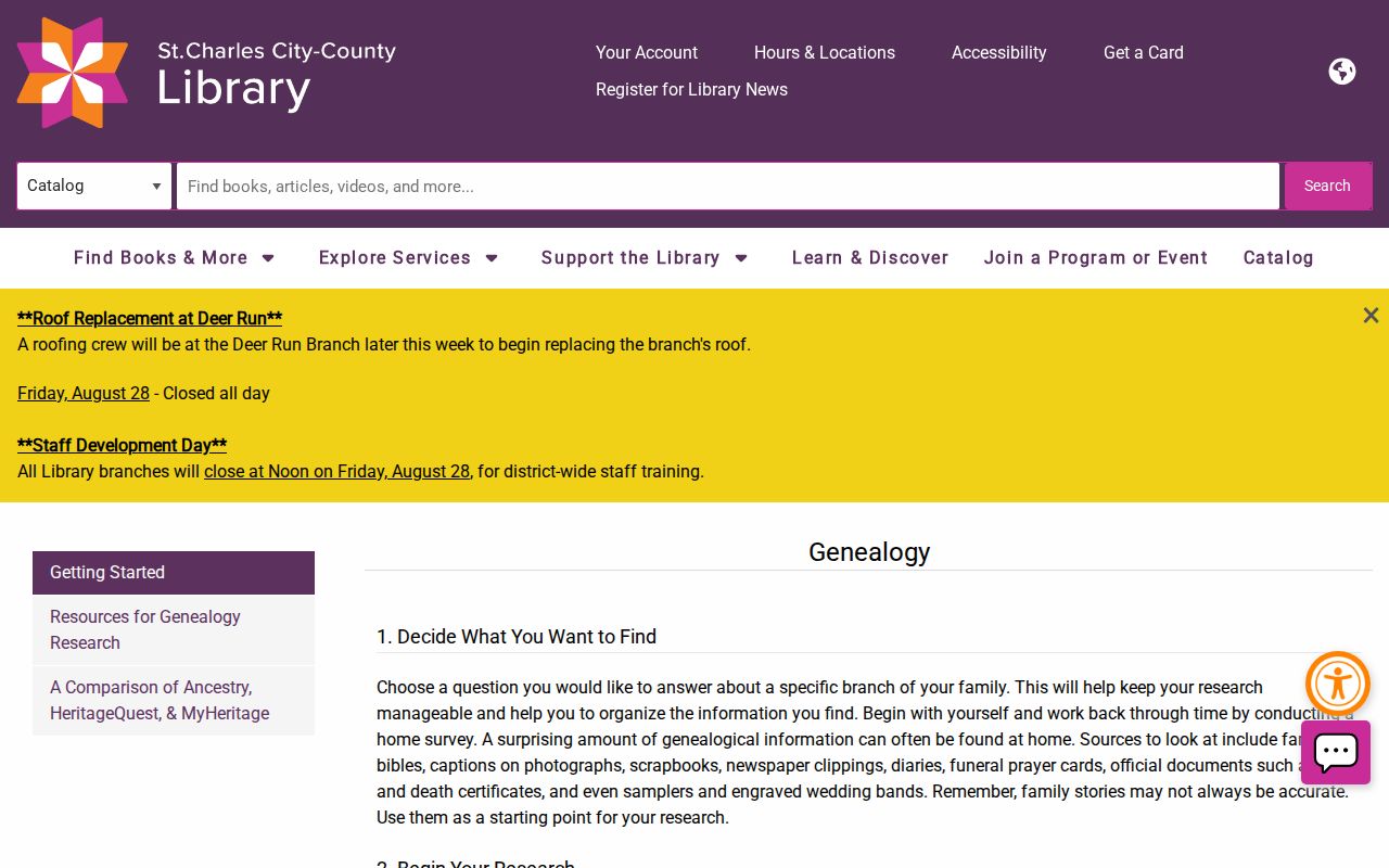 St. Peters city directory research at the local library genealogy access point