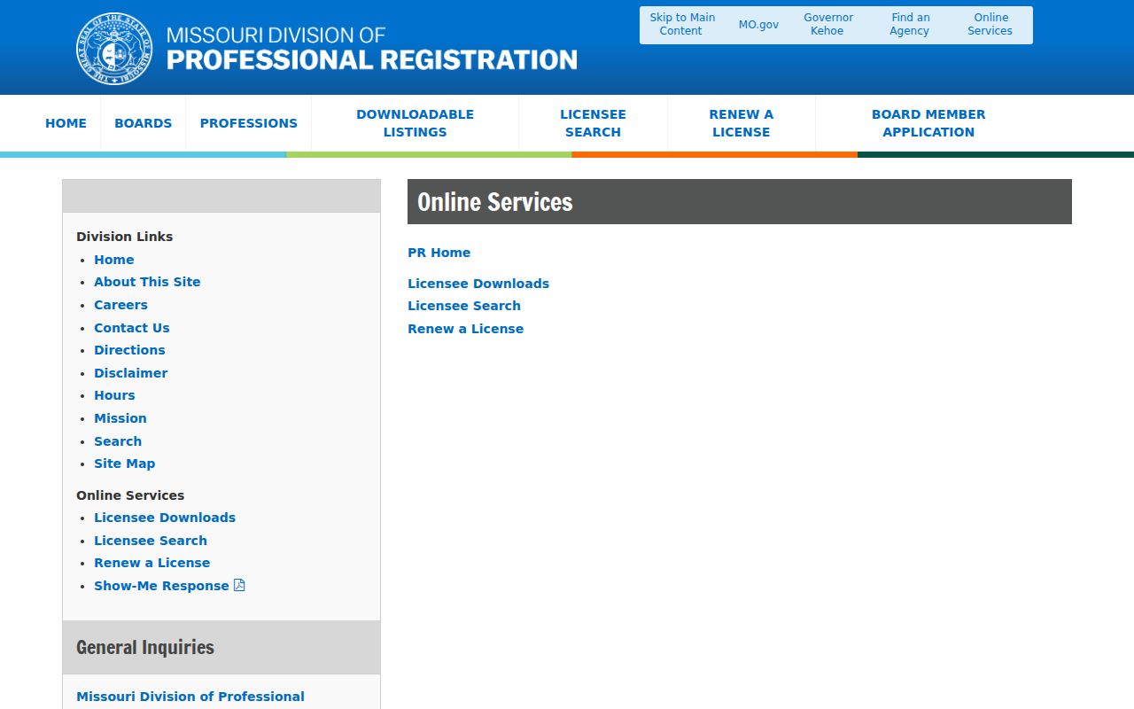 St. Peters residents directory Missouri professional license search