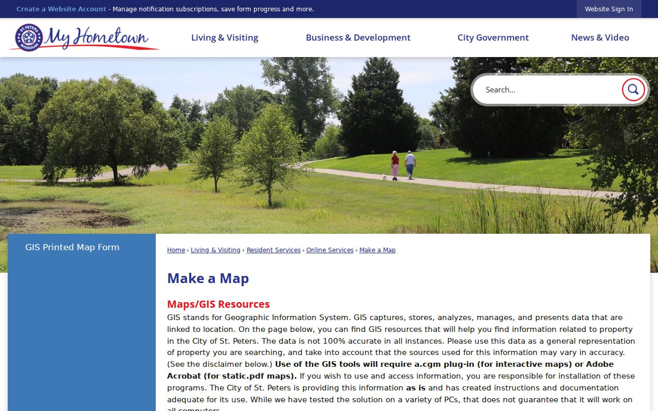 St. Peters neighbors city ward and park map tools