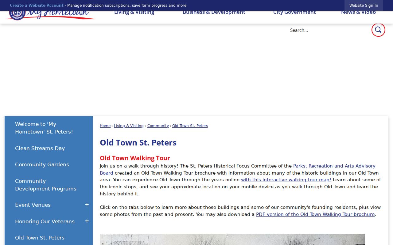 St. Peters previous residents Old Town Main Street history context