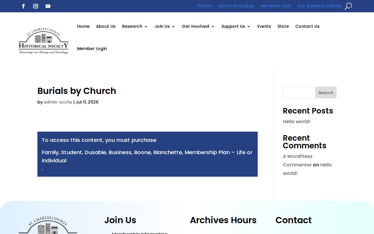 St. Peters previous residents church burial index for All Saints Catholic Church