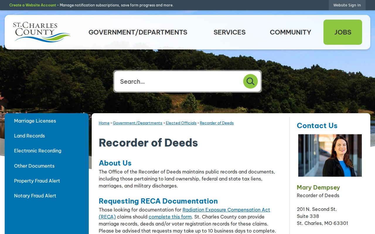 St. Peters previous residents Recorder of Deeds research services