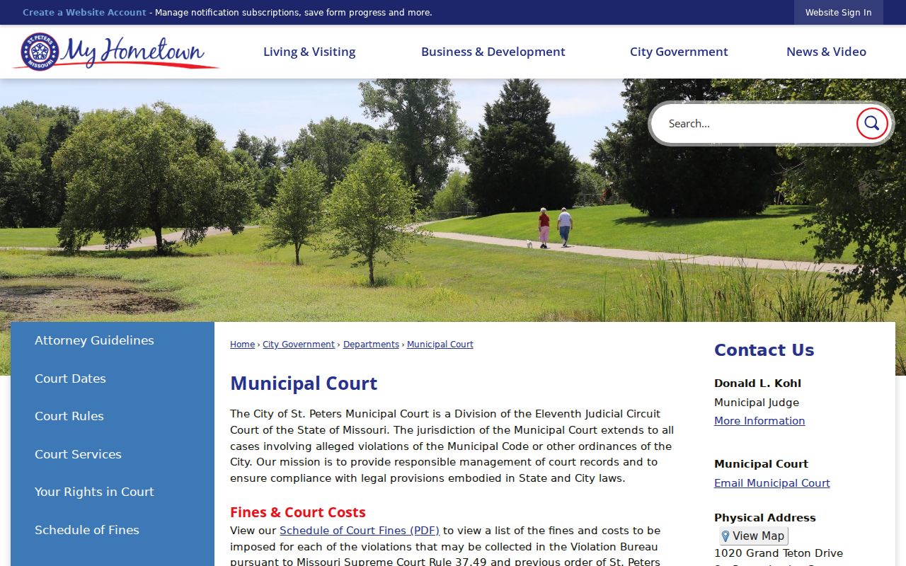 St. Peters resident lookup municipal court records page