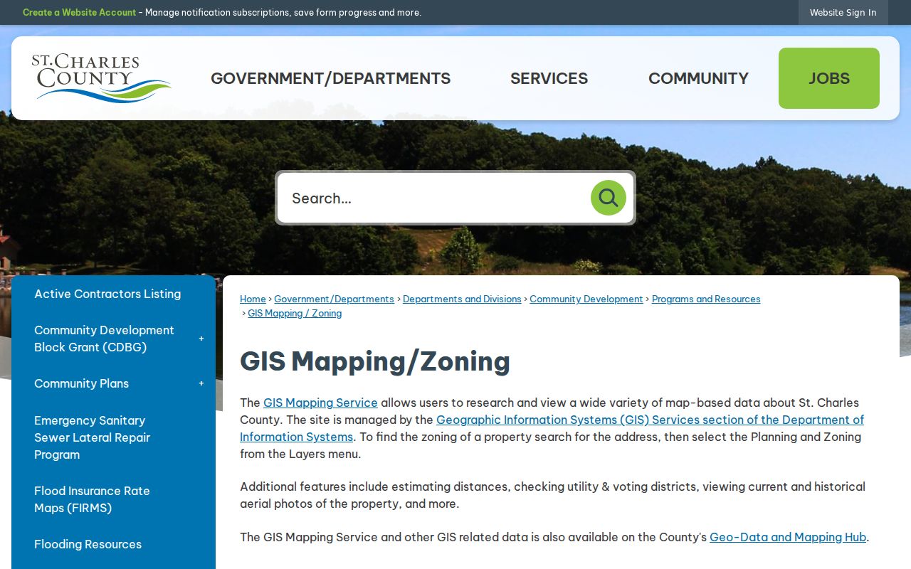 St. Peters street directory county GIS mapping and parcel search